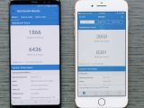 Different iPhone 8 benchmark results from Marques Brownlee