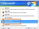 Select Copy or grab disc in the CDBurnerXP main menu to create an ISO image from a Windows disc