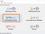 Select Create image file from disc in the ImgBurn main menu to make an ISO file from a Windows disc