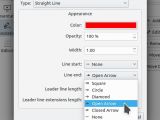Okular annotation tool settings with the new Line end option