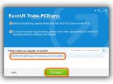In EaseUS Todo PcTrans, select the PC to transfer files to