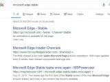 A search on Google points users to stable Microsoft Edge