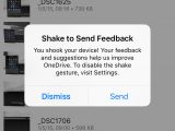 Shake to send feedback in OneDrive 7.1 for iOS