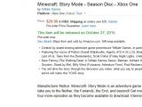 Minecraft: Story Mode Amazon US listing