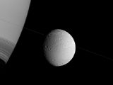 A view of Dione, another of Saturn's moons