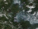 Satellite view of wildfires in Alaska