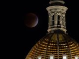 Another view of the supermoon lunar eclipse behind the Colorado State Capitol Building