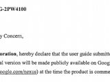 FCC listing for Nexus smartphones