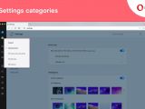 Categories in Settings page