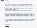 Facebook's answer to De Ceukelaire's bug report