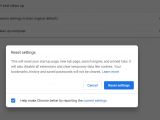 Google Chrome resetting options