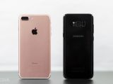 iPhone 7 Plus Rose Gold and the Samsung Galaxy S8+