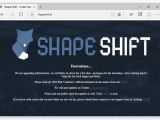 Message on ShapeShift's website
