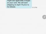 T-Mobile text message announcing early shipments