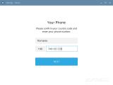 Enter your phone number and secret code received via SMS for authentication in Telegram Desktop