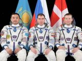 Aidyn Aimbetov of the Kazakh Space Agency, Sergei Volkov of Roscosmos, and Andreas Mogensen of ESA
