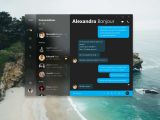 A dark theme of the same Project Neon-based Skype app